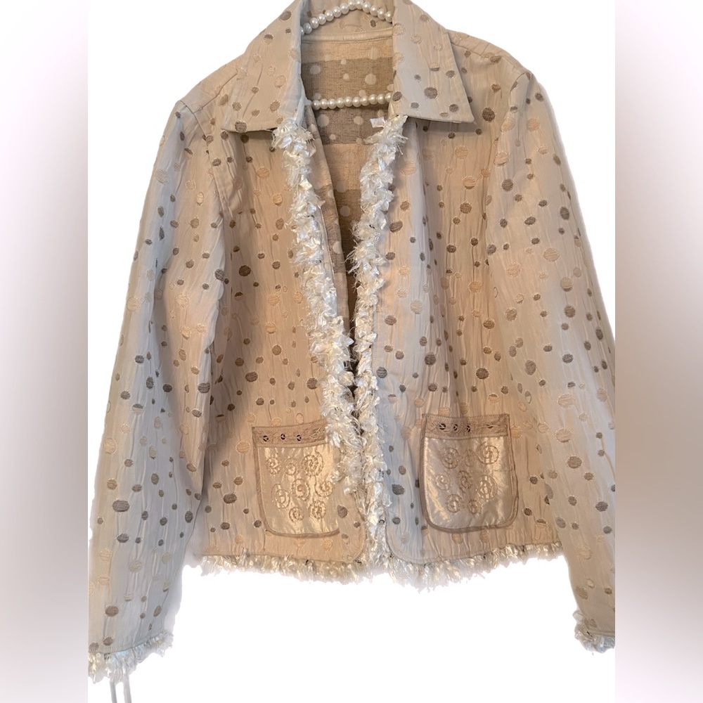🍎YAK MAGIK “Reversable” Boho vintage Silk fringes and beaded Blazer🌿